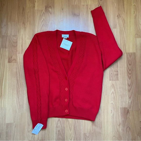 NWT Essential Elements Women’s Red Cardigan Size Large - Picture 2 of 12